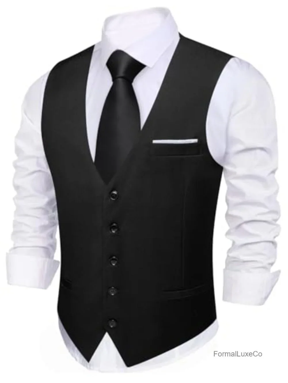 Men's Herringbone Vest Slim Fit V-Neck Waistcoat Party Prom Wedding
